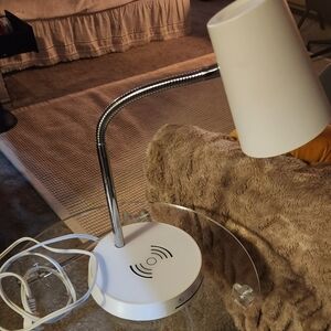 Sleek White LED Desk Lamp with Wireless Charging